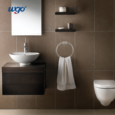 PC Material Banheiro Lava-se Clear Towel Ring Holder Adesivo ISO9001 160mm Diâmetro