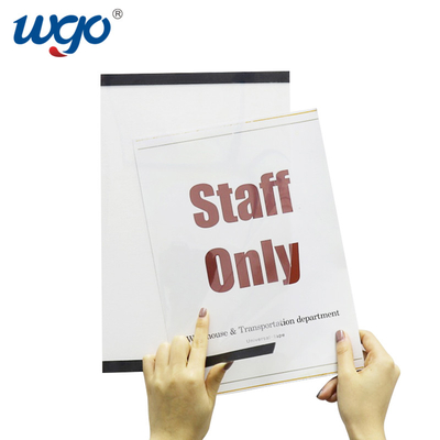 A4 do espaço livre fixado na parede do ODM do suporte do sinal de 210mm x de 297mm material plástico